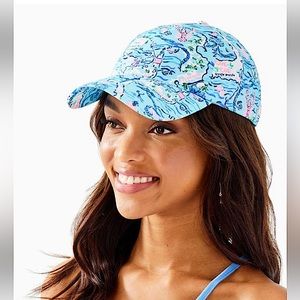 Lilly Pulitzer Run Around Hat, Bali Blue Lilly Loves Cape Cod, NWT
